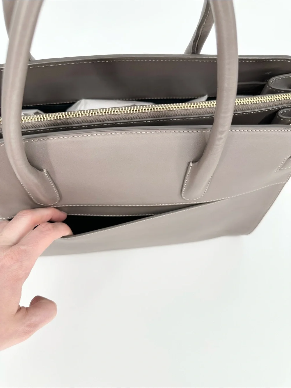 Cuyana Work Satchel in Clay Smooth Leather